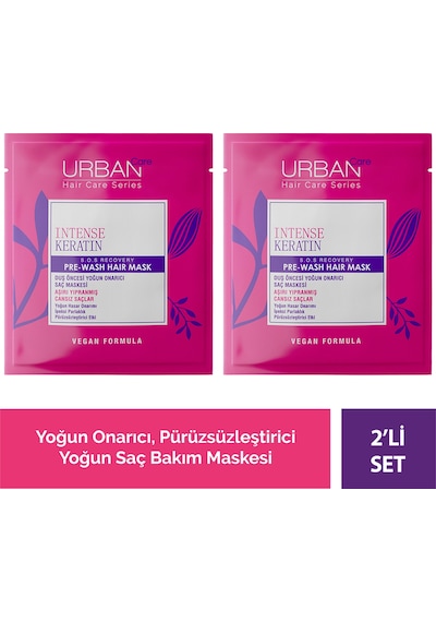 Intense & Keratin Aşırı Yıpranmış Ve Cansız Saçlara Özel Duş Öncesi Saç Bakım Maskesi 2x50ml-vegan