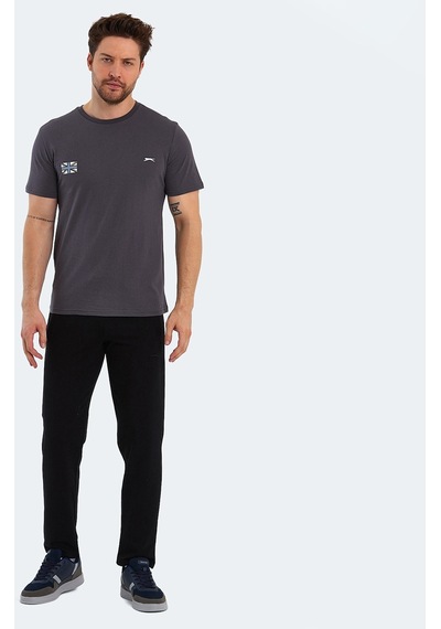 Slazenger PACET Erkek Baskılı Koyu Gri Tişört