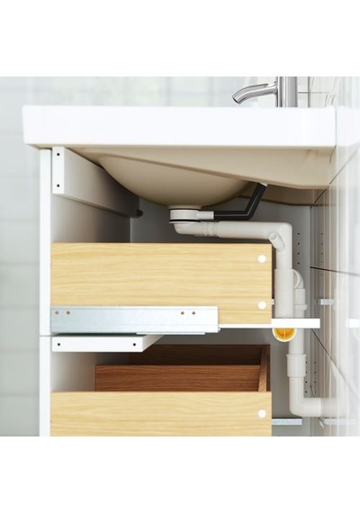 Ikea Ängsjön Lavabo Dolabı, Parlak Cila Beyaz, 60x48x33 Cm, 1 Çekmeceli