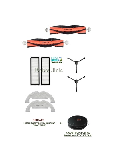 Xiaomi Mi Robot Vacuum Mop 2 Ultra Model Kod:stytj05zhm Uyumlu Fırça,filtre,mop-8 Parça