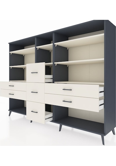 Hyperion Dolap 8 Raflı 7 Çekmeceli 220x44x163 Antrasit-aytaşı Antrasit-aytaşı Hyperion Dolap 8 Raflı 7 Çekmeceli 220x44x163 Antrasit-aytaşı Antrasit-aytaşı