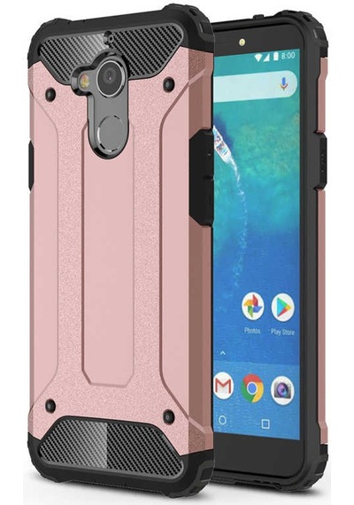 Noktaks - General Mobile Uyumlu General Mobile Gm 8 - Kılıf Çift Katman Zırh Tank Crash Military Kapak - Rose Gold T2324 Rose Gold