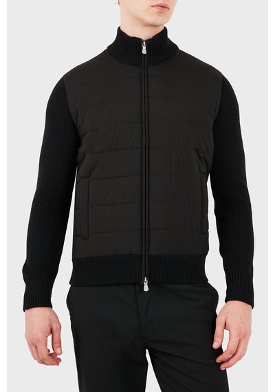 Gran Sasso Regular Fit Dik Yaka Kapitoneli Triko Ceket Erkek Ceket 23195 24639 099 Siyah