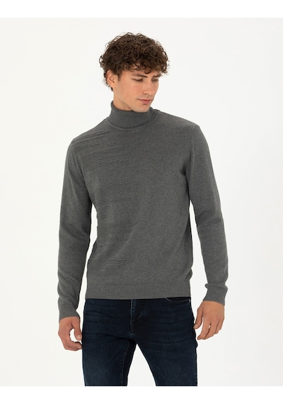 Pierre Cardin Erkek Gri Melanj Triko Kazak 50281831-vr086 Gri Melanj