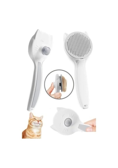 Gika Kedi Tasarımlı Tüy Toplama Tarağı Gri