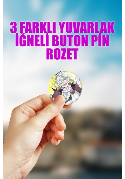 Nikolai Gogol Bungou Stray Dogs Çanta Süsü Rozet İğneli Buton Rozet Seti 3 Adet Üçlü