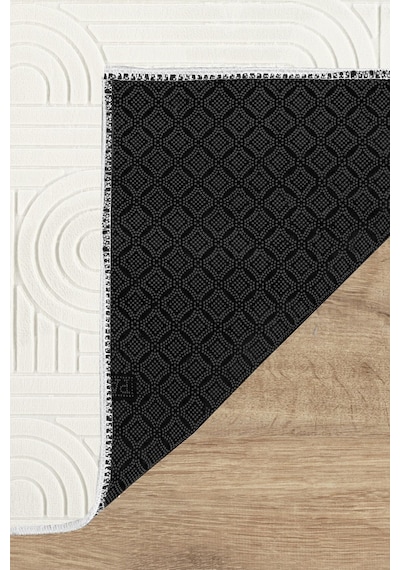 Tropikal Home Bambu Dokulu Modern Desenli Kaymaz Taban Lüx Dört Mevsim Yıkanabilir Halı Yolluk Krem