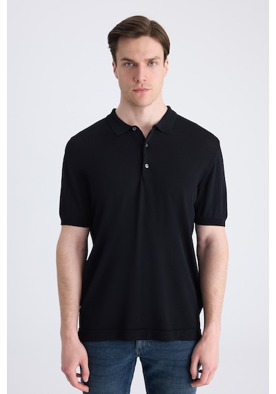 D's Damat Ds Damat Slim Fit Siyah Düz Örgü Yazlık Rayon Triko T-shirt 4hf069421001m 001