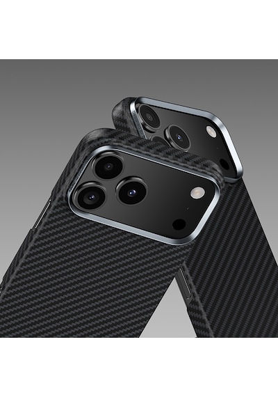 Apple Uyumlu iPhone 17 Kılıf Benks M-safe Şarj Metal Kamera Çerçeveli Armorair 600d Kevlar Fiber Siyah
