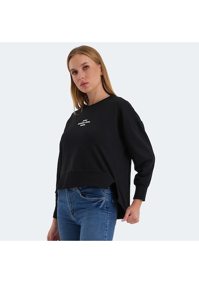 Slazenger VITAL Oversize Kadın Oversıze Siyah Sweatshirt