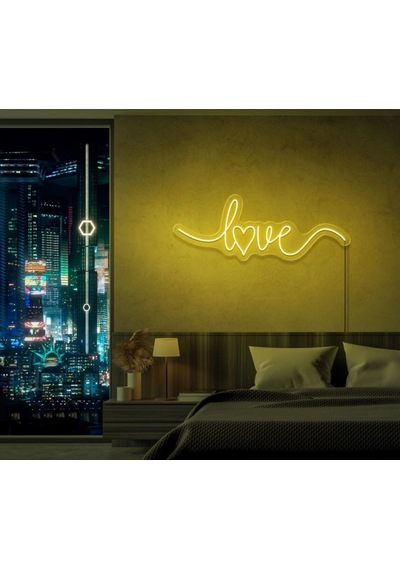 Love Yazılı Neon Tabela Sarı