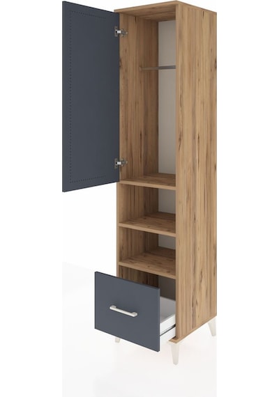 Hyperion Dolap 3 Raflı Tek Çekmeceli Tek Askılı 44x44x195 Çam-antrasit Atlas Çam Hyperion Dolap 3 Raflı Tek Çekmeceli Tek Askılı 44x44x195 Çam-antrasit Atlas Çam