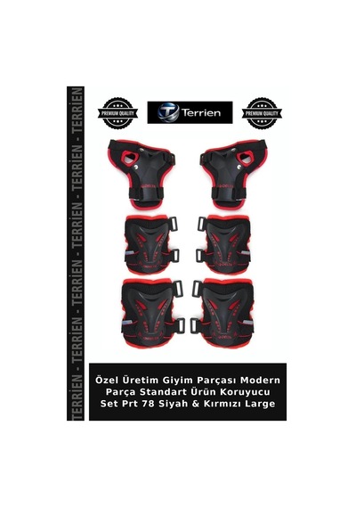 Özel Üretim Giyim Parçası Modern Parça Standart Ürün Koruyucu Set Prt 78 Siyah & Kırmızı Large Siyah - Kırmızı