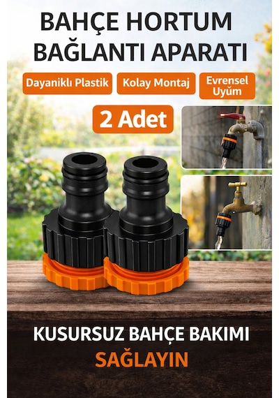 Musluk Adaptörü 1/2'' - 3/4'' Bahçe Sulama Musluk Ucu Bağlantı Aparatı 2 Adet Universal Uyum 1