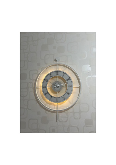 Pey Aksesuar Metal Camlı Duvar Saati 60x80 Cm Büyük Boy Işıklı Gerçek Cam Beyaz-şeffaf-beyaz-gümüş M61-beyaz-şeffaf-beyaz-gümüş