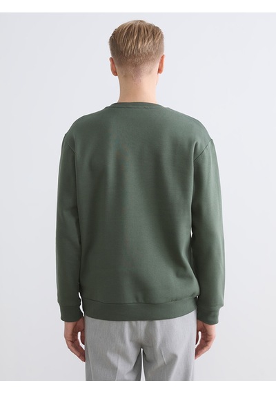 Lcw Vision Yeşil Bisiklet Yaka Baskılı Erkek Sweatshirt