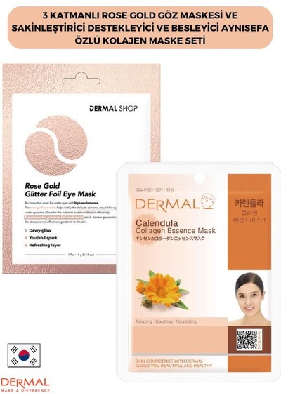 Dermal 3 Katmanlı Rose Gold Göz Maskesi + Aynısefa Özlü Kolajen Maskesi 23 G