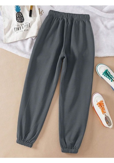 Brooklyn Eşofman Altı Jogger - Füme Baskılı Lastik Paça Yüksel Bel Füme