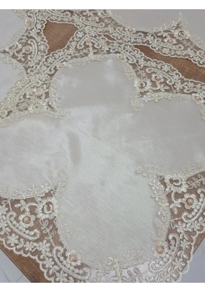 Violetta Lüx Güpürlü Osmanlı İpeği Kumaş Bej Salon Takımı 5 Parça 1038 Bej