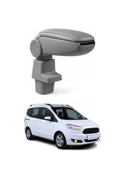 Ford Transit Courier / Tourneo Courier 2014-2023 Uyumlu Kolçak Kol Dayama Gri Suni Deri Araca Özel