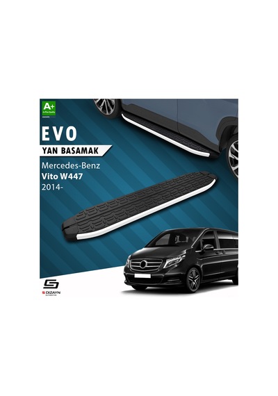 S-dizayn Mercedes Vito W447 Kısa Şase Evo Aluminyum Yan Basamak 233 Cm 2014 Üzeri