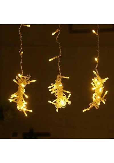 8 Fonksiyonlu 200 Led 10 Saçak Şerit Led 2x2 Perde İp Led Gün Işığı 5468 Çok Renkli