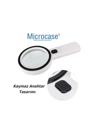 Microcase 90mm 30x Hd 12 Led Işık Aydınlatmalı El Tipi Büyüteç -al4610