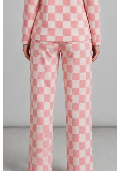Kadın Çizgili Regular Fit Pembe Pijama Takımı 4691