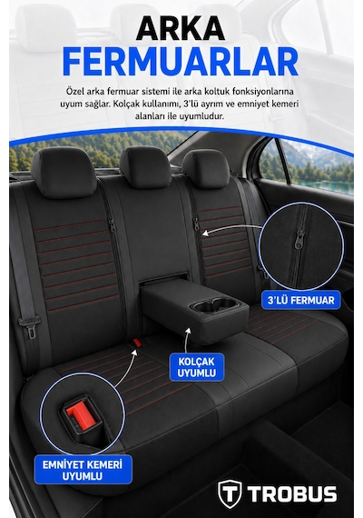 Fiat Albea 2002-2012 Araca Uyumlu Premium Tay Tüyü Koltuk Kılıfı Liona Serisi Siyah Kırmızı 31203714