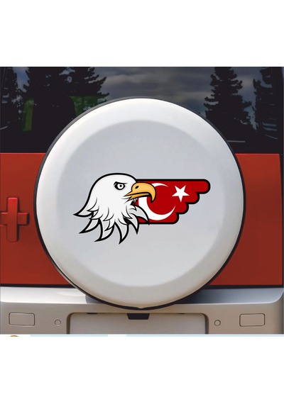 Kartal Ve Türk Bayrağı Sticker - Araba Oto Motosiklet Karavan Sticker - 00727 15x8 Cm