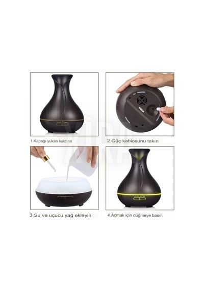 550 Ml Ultrasonik Aroma Difüzörü 7 Renk Led Işıklı Aromatik Oda Kokusu Hava Nemlendirici Sl-170