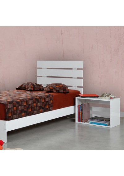 Pasifichome Huga Tek Kişilik Beyaz Ahşap Karyola / 120X200Cm Başlıklı Karyola
