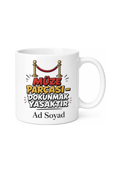 İsme Özel Müze Parçası Dostluk Yazılı Komik Kupa Bardak Hediye Beyaz