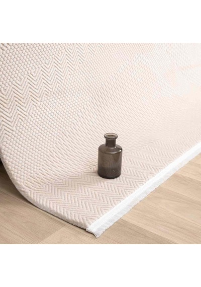 Bej Kabartmalı Soyut Modern Halı - Mk0556bjl