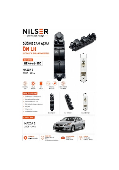 Mazda 3 Cam Düğme Ön Sol 2009-2014 Ayar Kumandalı