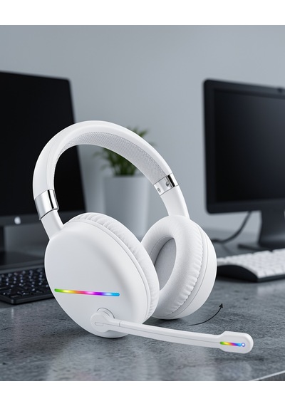 Over-ear Bluetooth Kulaklık Rgb Işıklı Type-c Şarjlı Uczzmax17beyaz-3-1