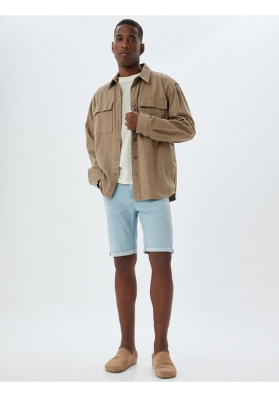Koton Kot Şort Slim Fit Cep Detaylı Pamuklu Açık İndigo 4sam40130nd Açık İndigo