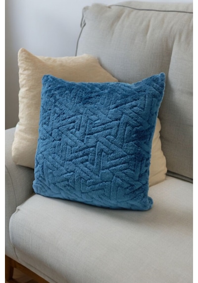 Bohem 4'lü Dekoratif Yastık Kılıfı Kırlent Kılıfı 45x45 Cm Petrol Mavisi Zikzak Desen Petrol Mavisi