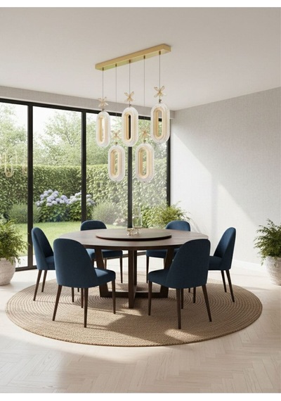 Eclipse Model 5"li Gold 3 Renk Modu Yemek Masası Oturma Çocuk Yatak Odası Modern Ledli Avize Gold