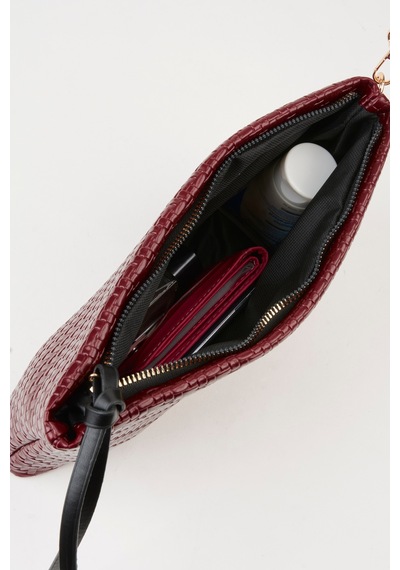 Vivaq Kadın Bellis Örgü Bordo Astarlı Suni Deri Bilek Askılı Portföy El Ve Clutch Çanta