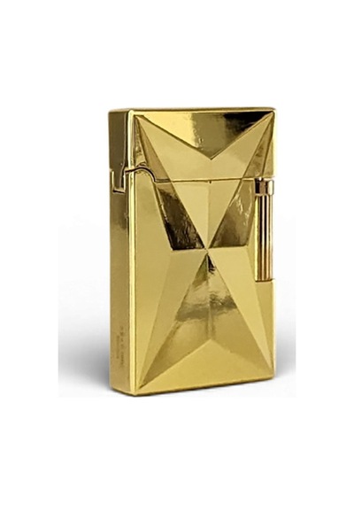 24k Altın Görünümlü Prizmatik Metal Çakmak - Elmas Kesim Prestij Serisi