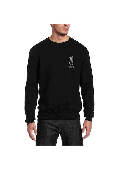 Scopion Gümüş Gri Baskılı Siyah Erkek Örme Sweatshirt