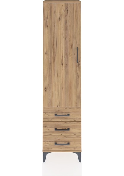 Arges Dolap Tek Raflı Tek Kapaklı Tek Askılı 44x30x182 Antrasit-çam Atlas Çam