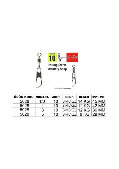 Captain 5028 Klips Safety 10lu Paket Black Nikel Standart - 3
