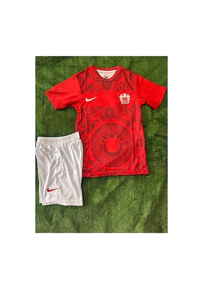 Türkiye Ayna Desenli İsimsiz Kırmızı Çocuk Forması Jersey Çok Renkli