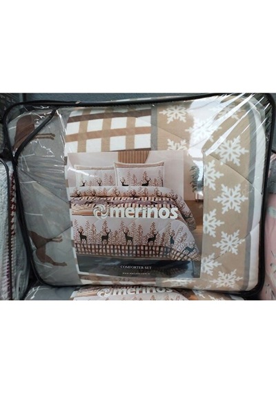 Merinos Comforter Tek Kişilik Yorgan Seti - Deer Bej Bej