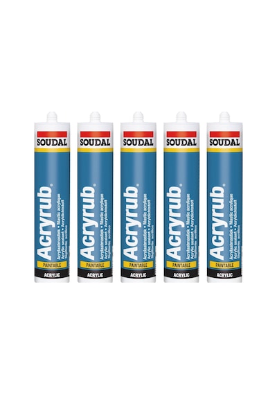 5 Adet Soudal Acryrub Silikonize Mastik 500 Gram Antrasit Gri
