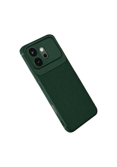 Huawei Honor 600 Uyumlu Auto Focus Karbon Kapak - Koyu Yeşil