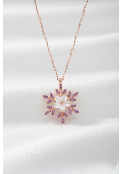 Çekirdekjewelry 925 Ayar Gümüş Manolya Çiçekli Kartanesi Kolye Rose