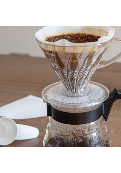 Craft Kit V60 Cam Kahve Servisi Sunuculu Plastik Damlatıcı, Ölçüm Kaşığı Ve Filtreli, Borosilikat, Siyah, Boyut